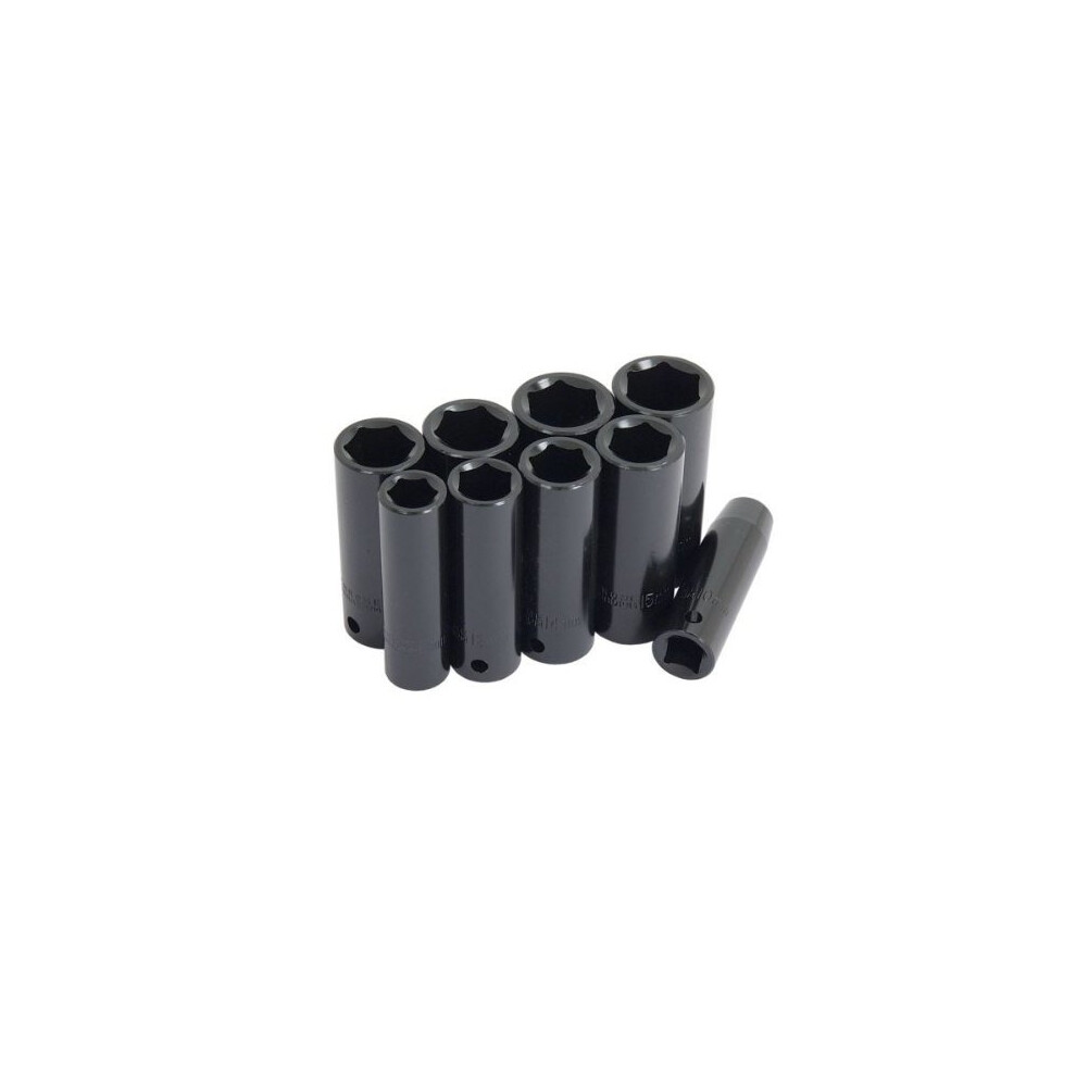 9 PIECE 3/8" DEEP IMPACT SOCKET SET ON RAIL