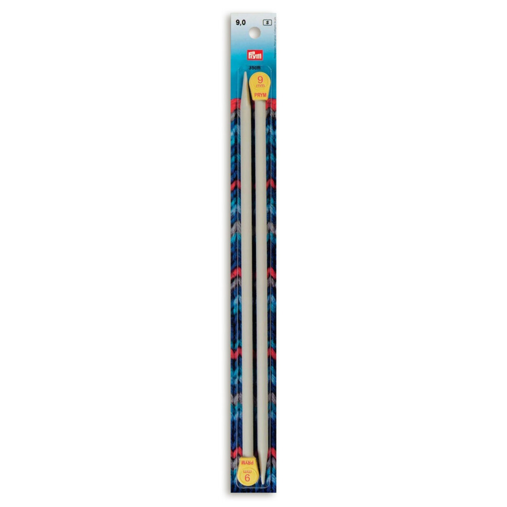 Prym 35 cm 9 mm Single-Pointed Knitting Pins, Pack of 2, Plastic Grey
