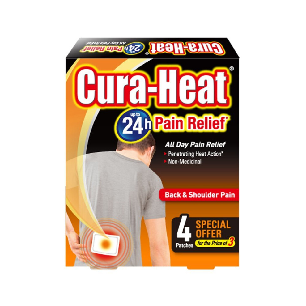 Cura Heat Back & Shoulder Pain - 4-Pack