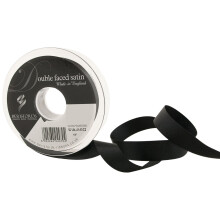 Berisfords 3501 20 m x 15 mm Double Faced Satin Ribbon, Black