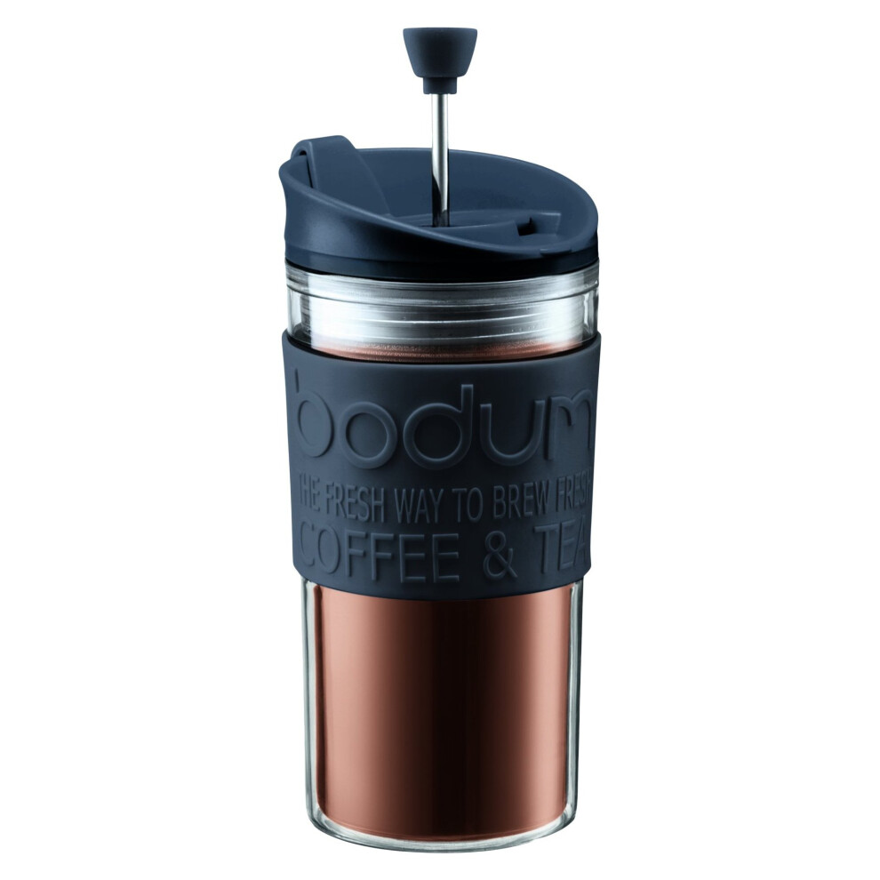 Bodum Travel Press Set Coffee Maker with Extra Lid, 0.35 L/12 oz - Black