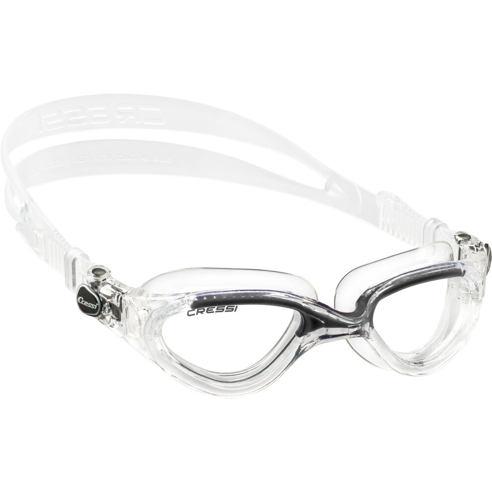 Cressi Adult Flash Swimming Goggles - Clear/Black - Clear Lens