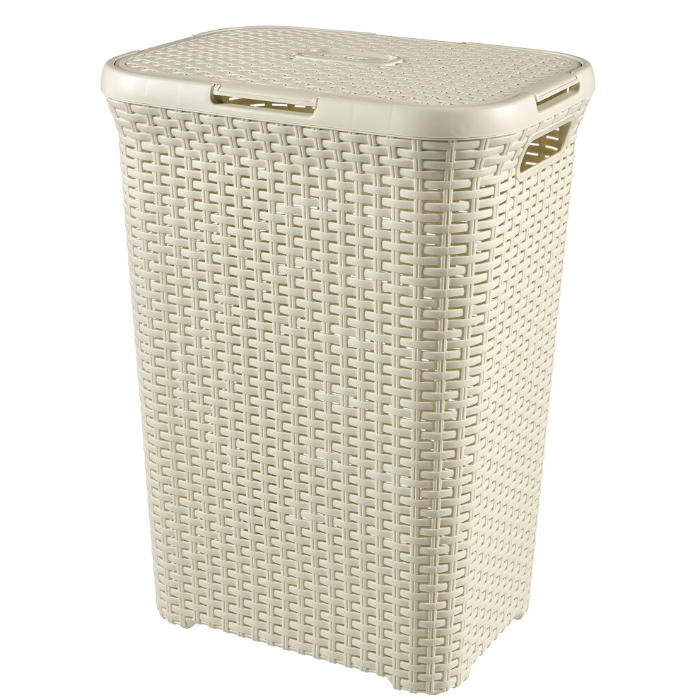 Curver Style Laundry Storage Hamper, Vintage White, 60 Litre