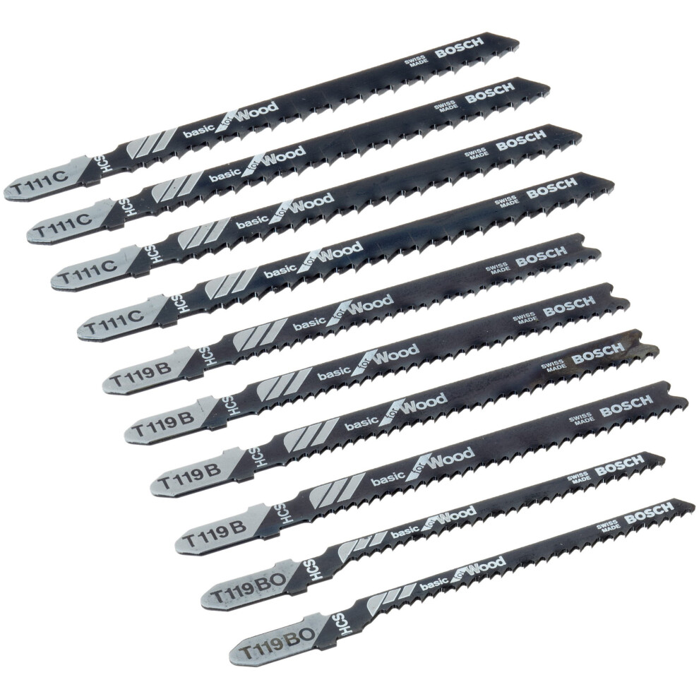 Bosch Pro 10tlg. Stichsägeblatt-Set Basic for Wood zum Sägen in Holz
