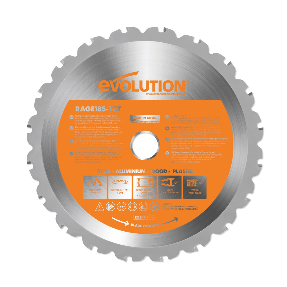 Evolution Rage Multi-Purpose Carbide-Tipped Blade, 185 Mm 849713009883
