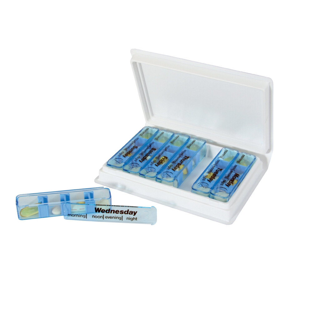 Patterson-Medical Homecraft Medi-Dispenser, 7 Day Pill Organiser, Labeled Pill Container With Time Of Day And Daily Tracker, Weekly Medication Organizer, Boxes For 4...