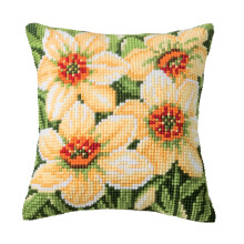 Vervaco Daffodils Cross Stitch Cushion, Multi-Colour