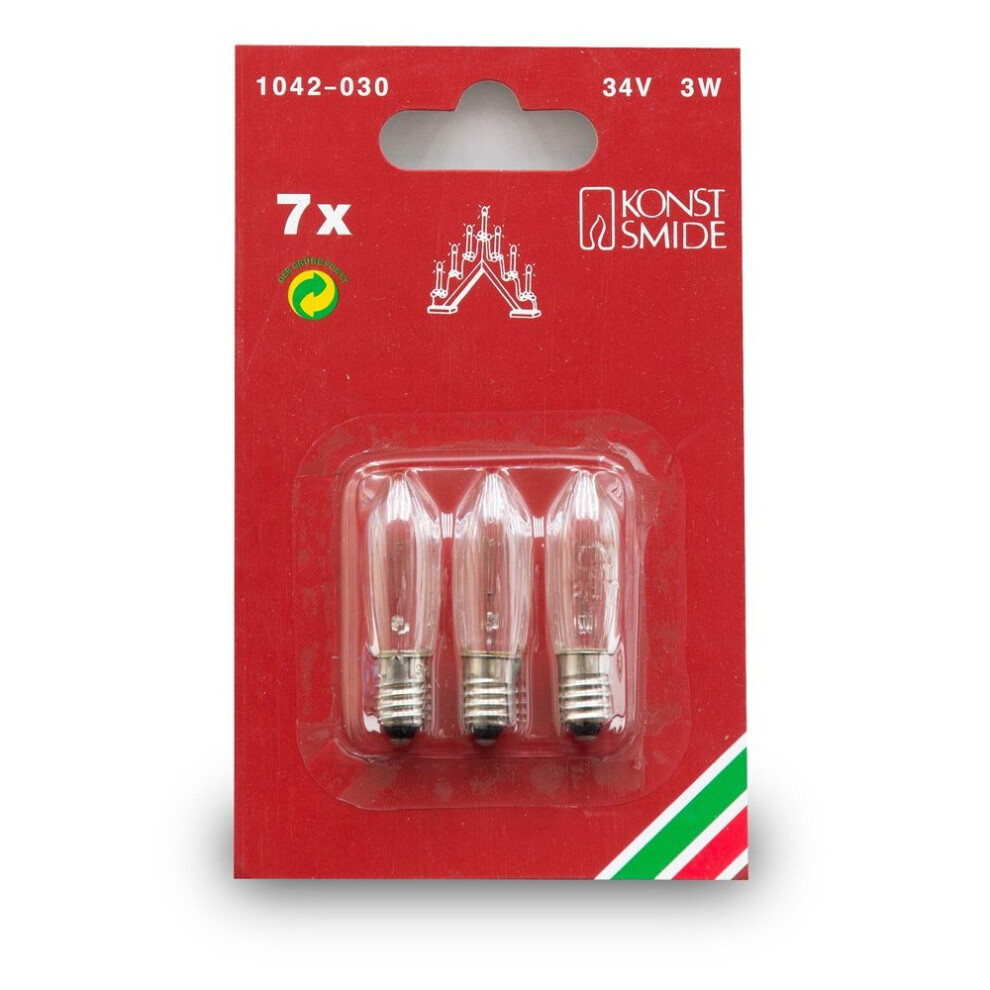 Konstsmide Official Spares Welcome Light Bulbs, 34 V, 3 W - Pack of 3
