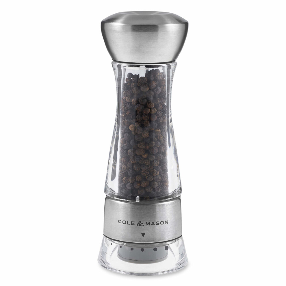 Cole & Mason Gourmet Precision Windermere Pepper Mill, Acrylic and Stainless Steel, Silver, 16.5 cm