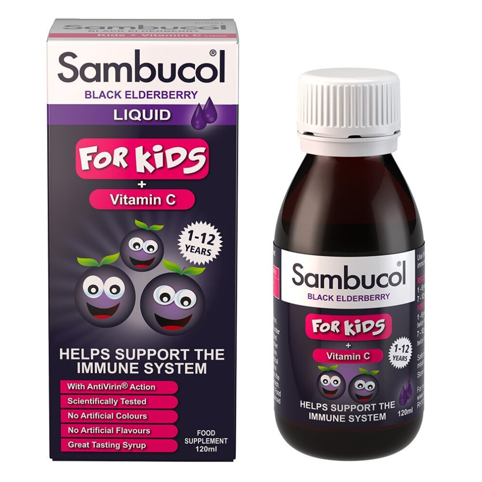 Sambucol Natural Black Elderberry For Kids With Vitamin C, 120ml