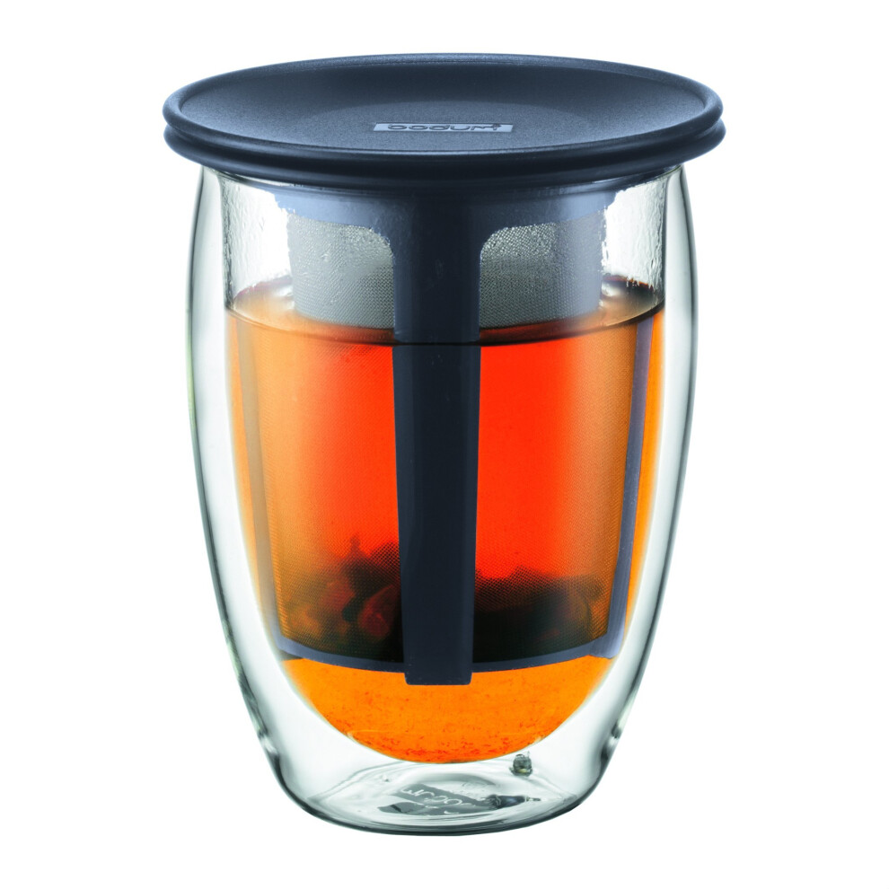 Bodum Tea for One Glass with Tea Infuser - 0.35 L, Black Infuser