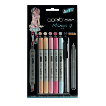 Kit di pennarelli - COPIC - ciao 5+1 - Manga 7 - 2 punte - Indelebile