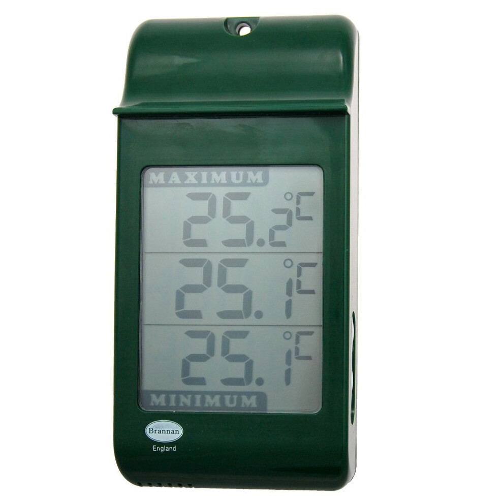 Large Digital Max Min Thermometer In Green - Indoor Outdoor Garden Greenhouse Wall 5024368101013