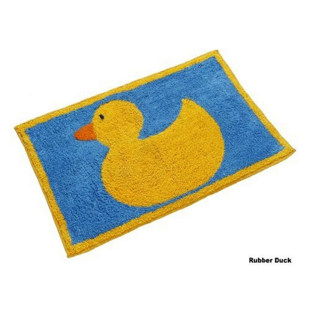 Homescapes Rubber Duck Bath Mat, 45 x 75 cm, 1400 GSM rug in 100% Cotton, Non Slip Spray Back, Washable at Home