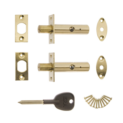 ERA Door Security Bolt with 1 Key - Brass (2 Pieces)