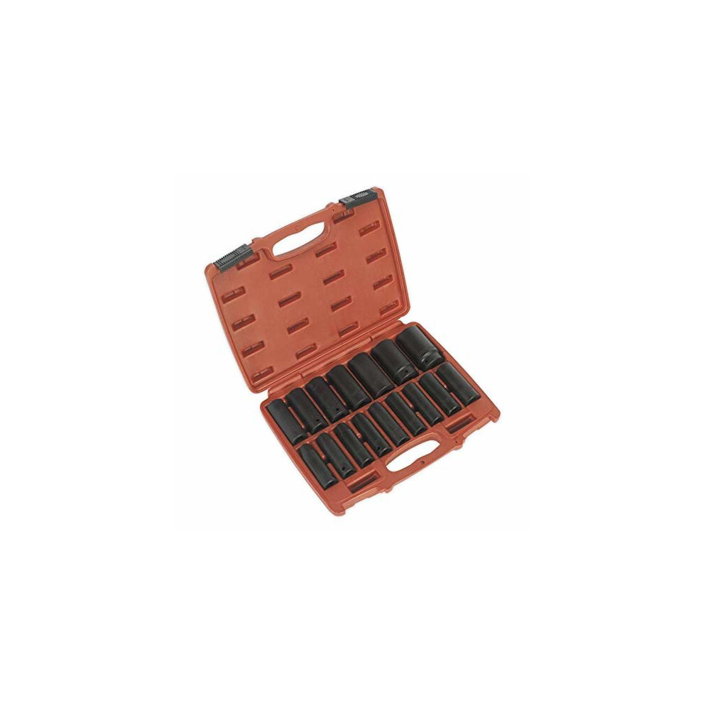 Sealey AK5816M Impact Socket Set 16pc 1/2"Sq Drive Deep Metric,Red