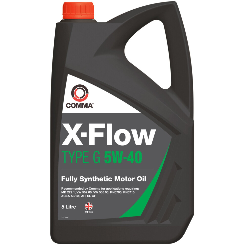 Comma XFG5L X-Flow Type G Fully Synthetic 5W-40 Motor Oil 5 Litre