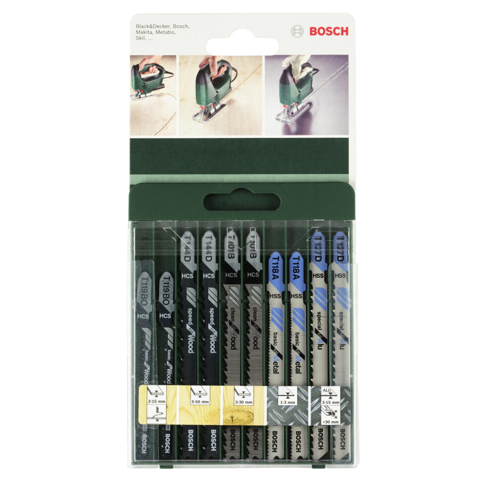 Bosch DIY 10tlg. StichsÃ¤geblatt-Set Wood and Metal zum SÃ¤gen in Holz und Metall