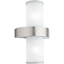 Eglo Beverly 86541 Outside Wall Light/Stainless Steel and Satined Glass / 2 Bulbs 2x E27 Max 60 W / 20 x 35 cm/Projection 13.5 cm / IP44
