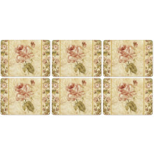 Pimpernel 30.5 x 23 cm MDF with Cork Back Linen Placemats, Set of 6, Antique Rose