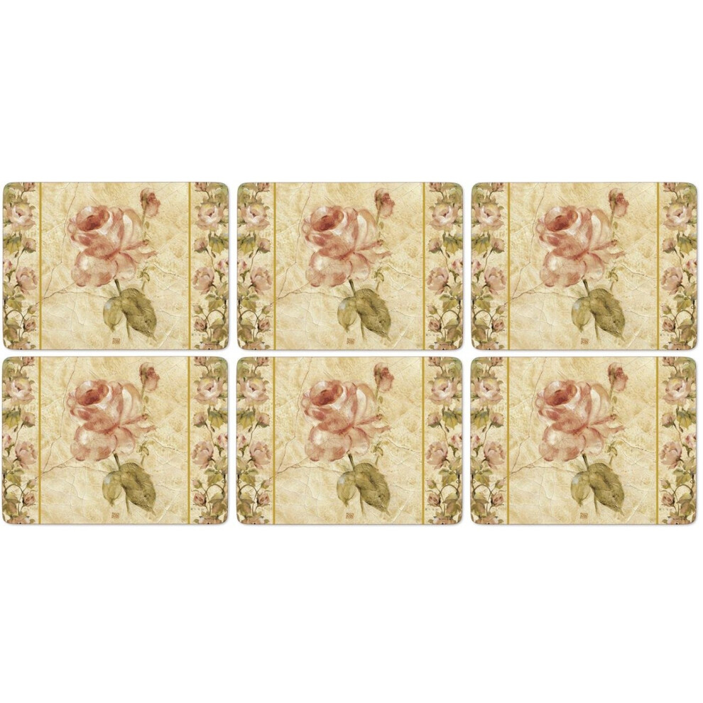 Pimpernel 30.5 x 23 cm MDF with Cork Back Linen Placemats, Set of 6, Antique Rose