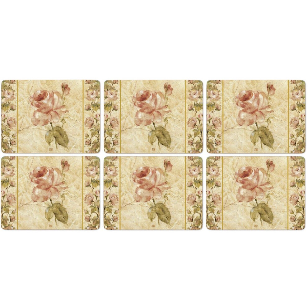 Pimpernel 30.5 x 23 cm MDF with Cork Back Linen Placemats, Set of 6, Antique Rose