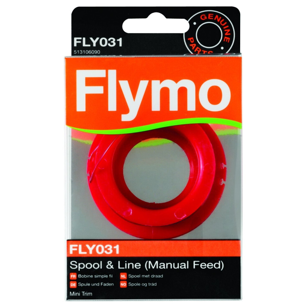 Flymo FLY031 Single Line Manual Feed Spool and Line to Suit Mini Trim and Mini Trim ST - Red