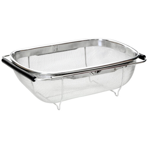 Premier Housewares Versatile Over Sink Drainer With Expandable Black Handle, Convenient Sink Dish Rack, Durable Steel Drainer