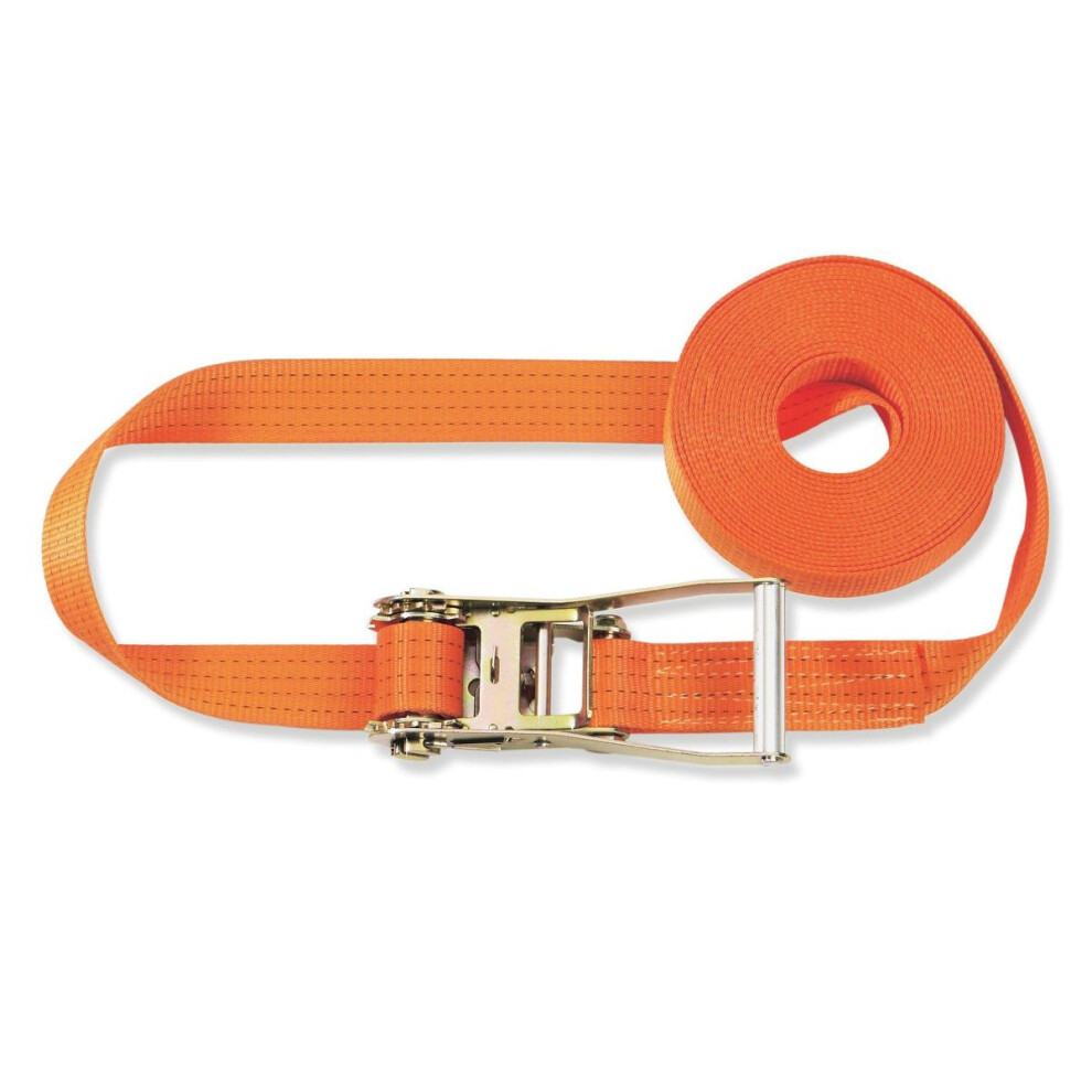 Braun Lashing Strap 4000 daN One-Piece Orange Colour 6 m Length 50 mm in Width with Ratchet