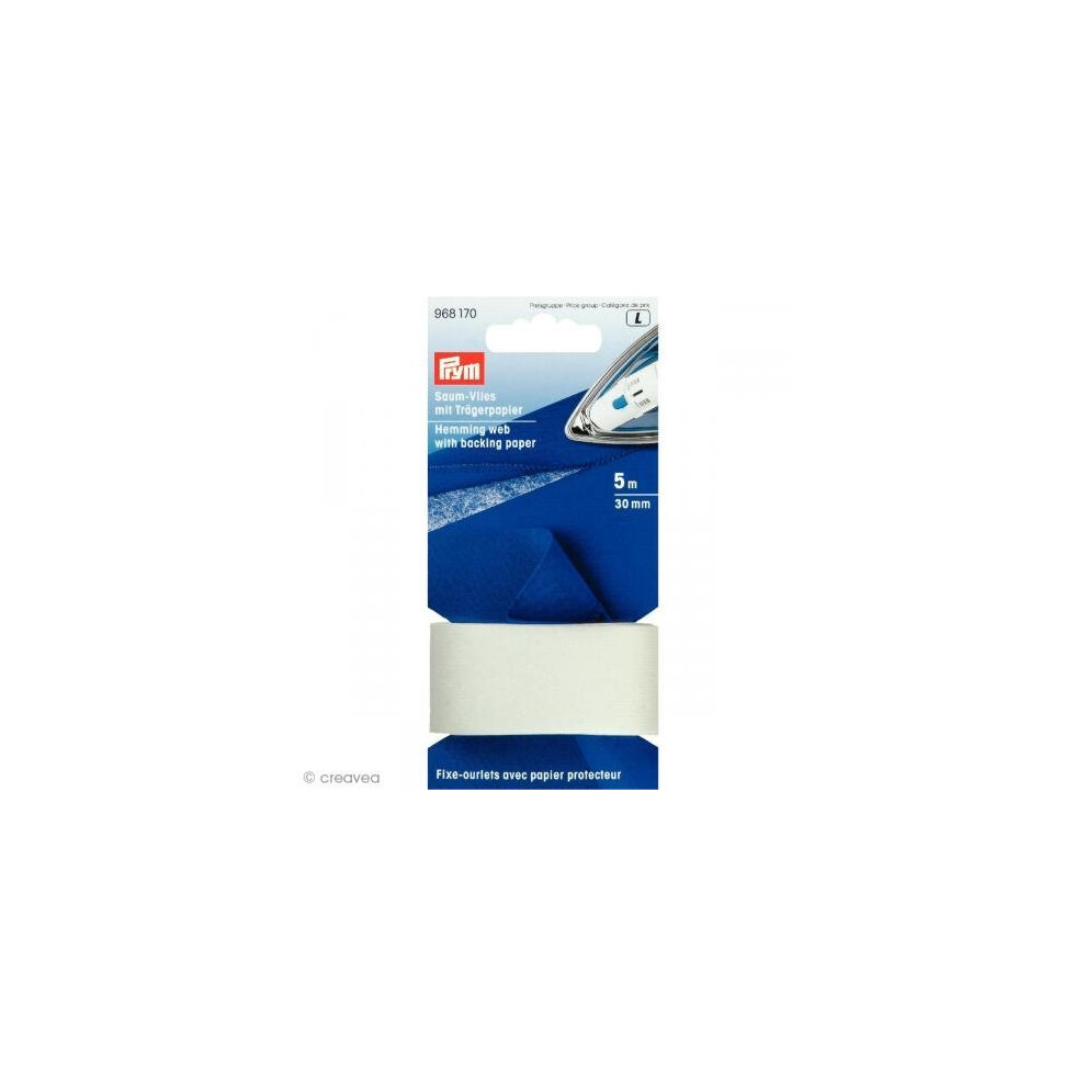 Prym 30 mm 5 m Hemming Web with Backing Paper, White