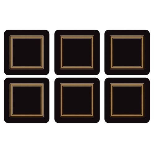 Pimpernel Pimpernel Classic Black Coasters - Set of 6