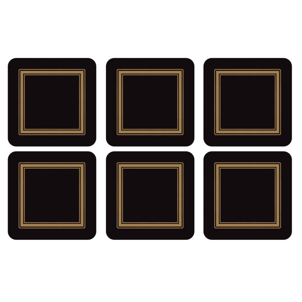 Pimpernel Classic Black Coasters - Set of 6