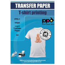 PPD Inkjet T Shirt Transfer Paper A4 for Light and White Fabric x 40 Sheets PPD-1-40
