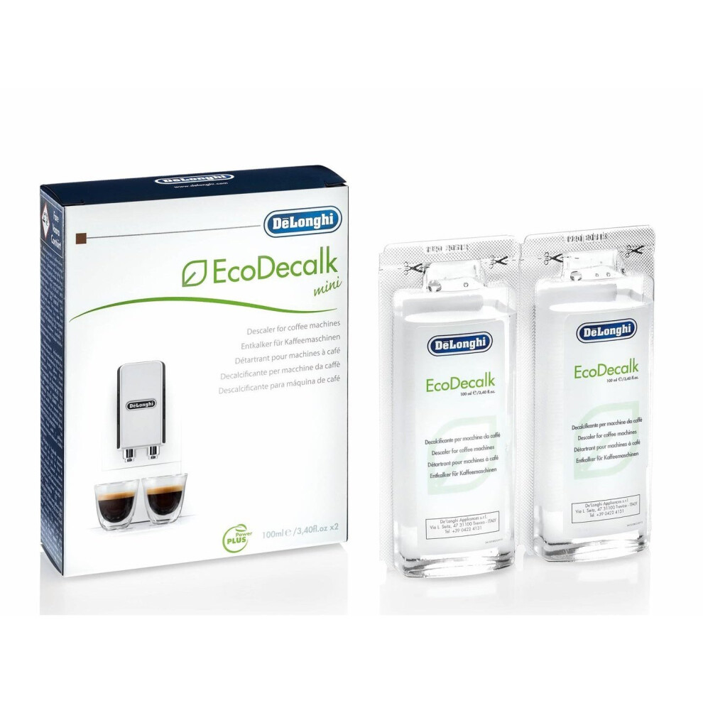 Delonghi EcoDecalk Mini 2 x 100ml Descaler (Pack of 1)-White