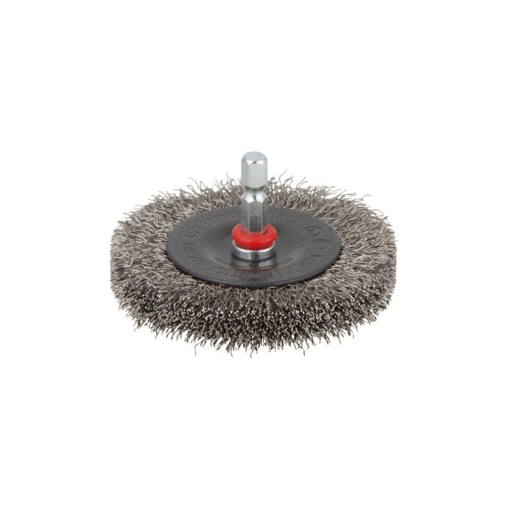 Wolfcraft Stainless Steel Wire Wheel Brush Ã˜ 75 X 12 Mm, Hexagon Shank 1/4" (6.35 Mm), 2711000