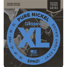 D'Addario EPN21 XL Pure Nickel Jazz Light  (.012-.051) Electric Guitar Strings