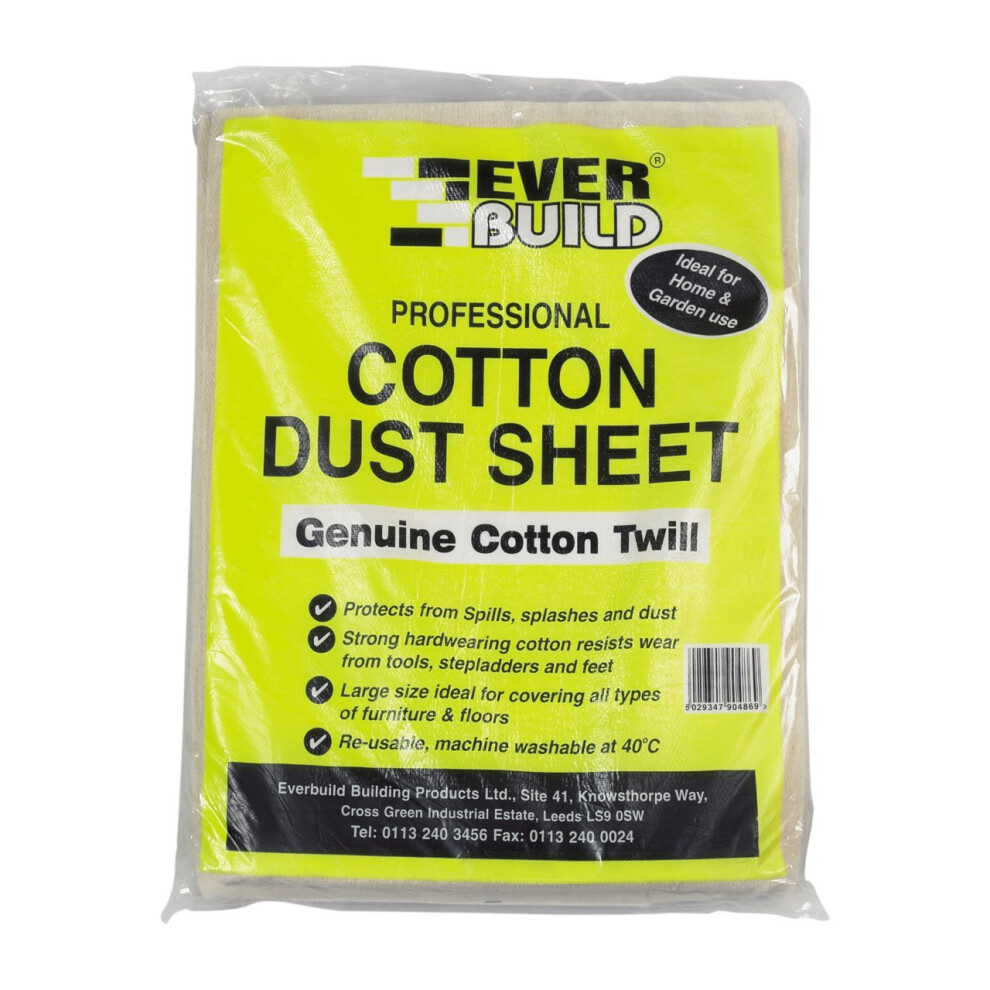 COTTON Dust Sheet Cloth - 3100mm x 2400mm (3.1x2.4m) PROVIDES SPILL & DUST PROTECTION