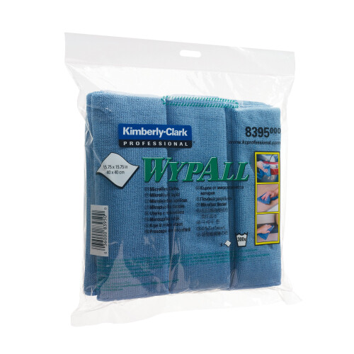 WypAll* Microfibre Cloths 8395 - 1 carry pack x 6 cloths, blue