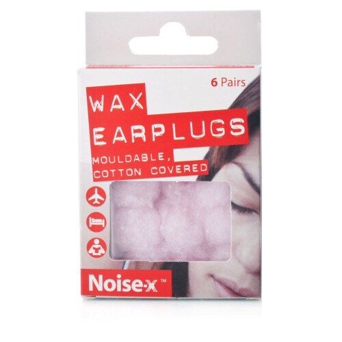 Noise-X Earplugs Wax Cotton 6Pr