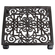 Esschert Fallen Fruits Square Cast Iron Plant Trolley - Brown(black), 6x30x30, TG22