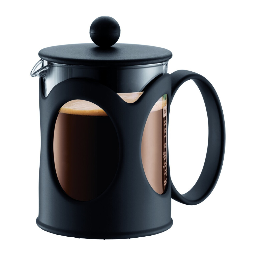 Bodum 10683-01 Kenya French Press Coffee Maker, Borosilicate Glass - 4-Cup (0.5 L), Black