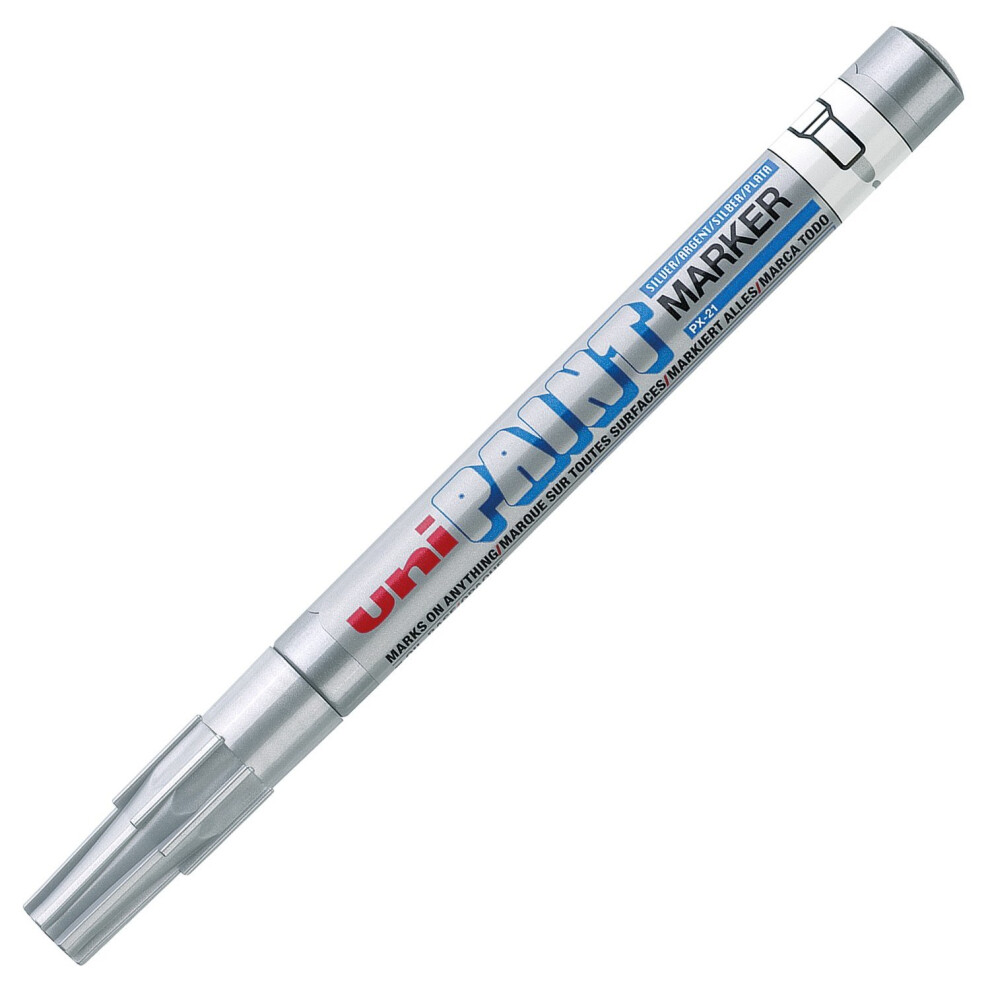 1 x Uni Multi Surface Paint Marker Pen PX-21 Fine Bullet Tip Silver