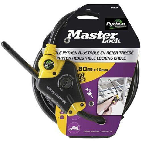 Master Lock Master Lock Python Disc Cylinder Key Adjustable Braided Steel Cable Lock, 10 x 1800 mm - Black 1