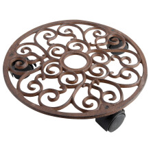 Esschert Fallen Fruits Round Plant Trolley - Brown