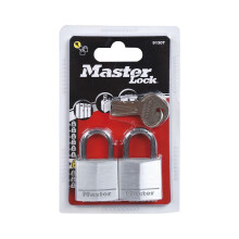 Master Lock Padlock, Solid Aluminum Body Lock, Keyed Alike, Best Used for Best Used for Indoor Storage Lockers, School Lockers and More (Pack of 2)