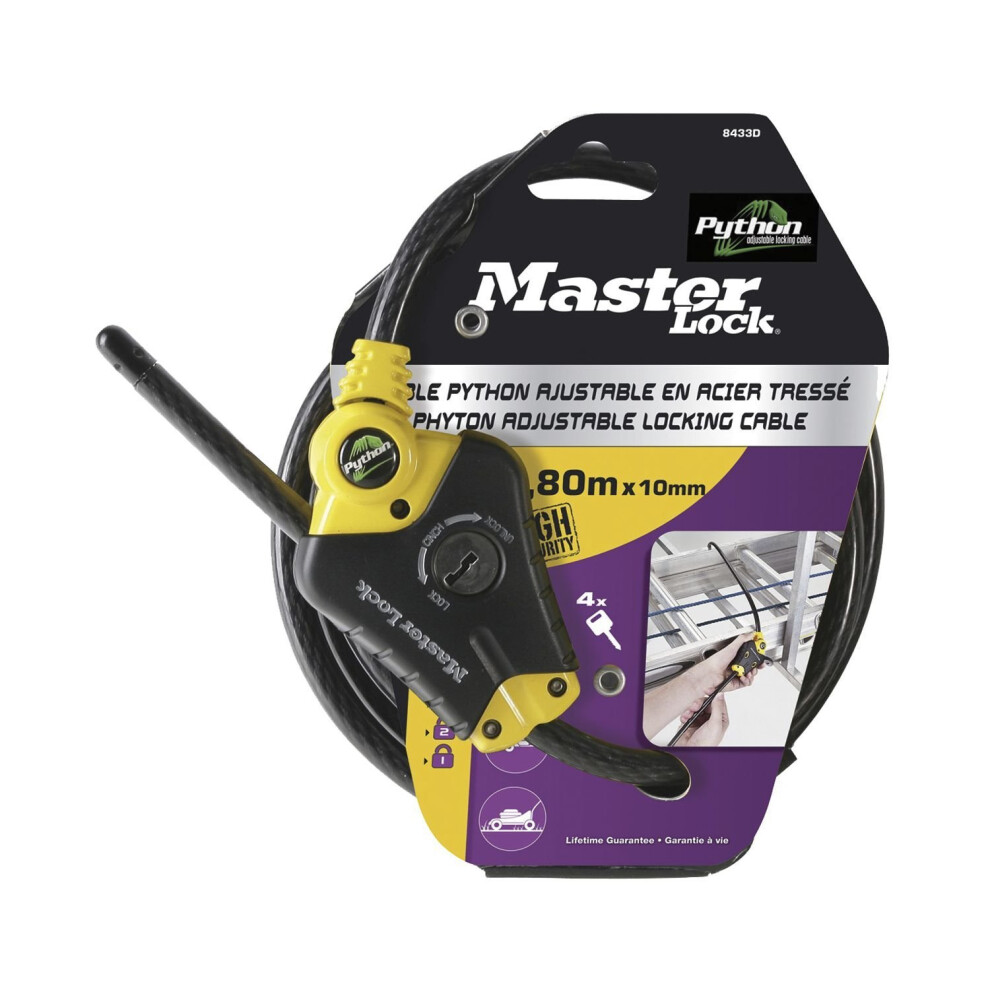 Master Lock Python Disc Cylinder Key Adjustable Braided Steel Cable Lock, 10 x 1800 mm - Black-image-OPC-P5JH2YZ-NEW