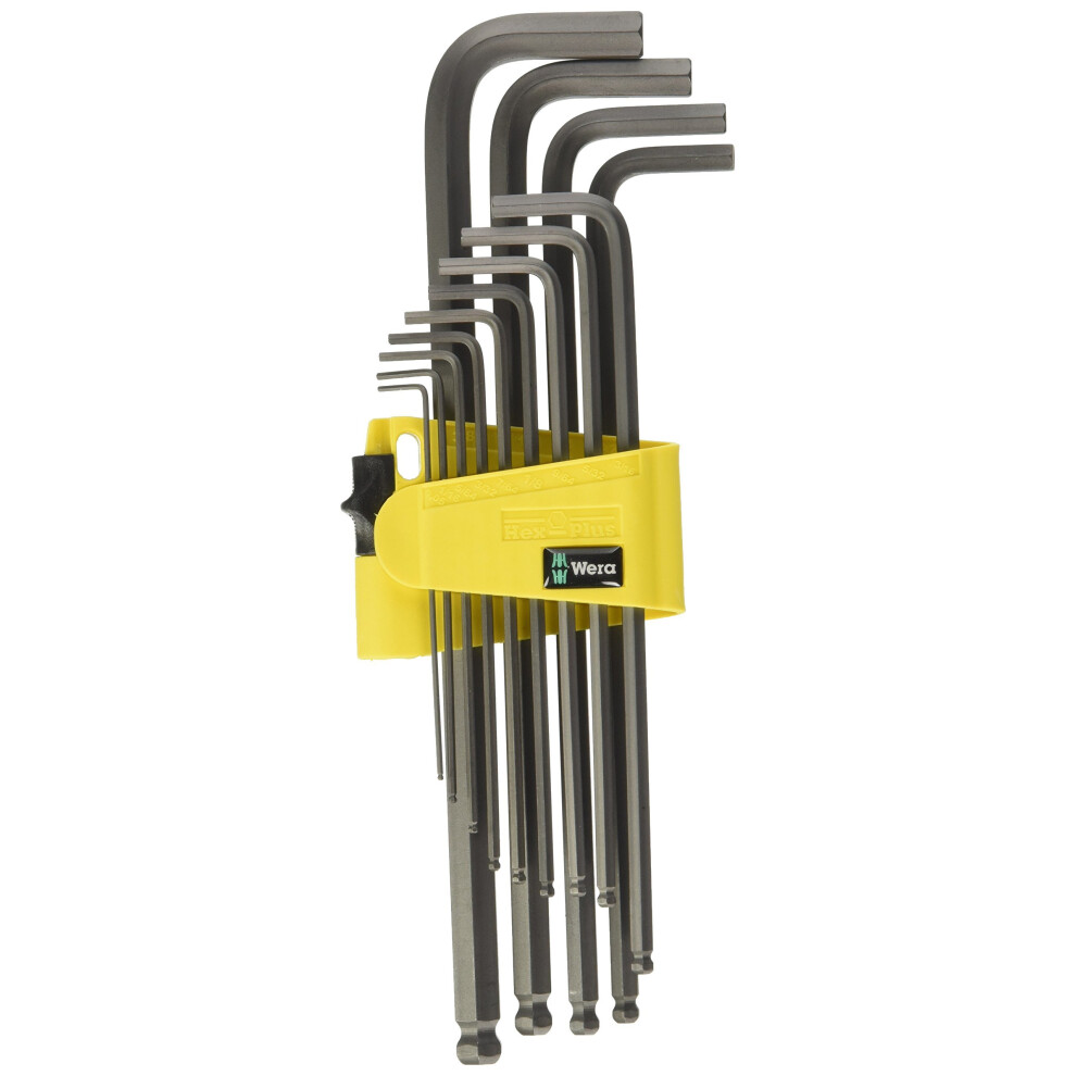 Wera 05021728001 Hex-Plus Hex Key Set 950 Pkl/13 Sz N High Torque With Ball-End, Imperial Blacklaser, 0.05-Inch-3/8-Inch, 13-Piece 4013288111982