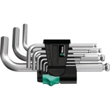 Wera 05133163001 Hex-Plus Key Set 950 PKS/9 SM N High Torque with Ball-end, Metric Short Chrome Plate, 1.5 mm-10 mm, 9-Piece