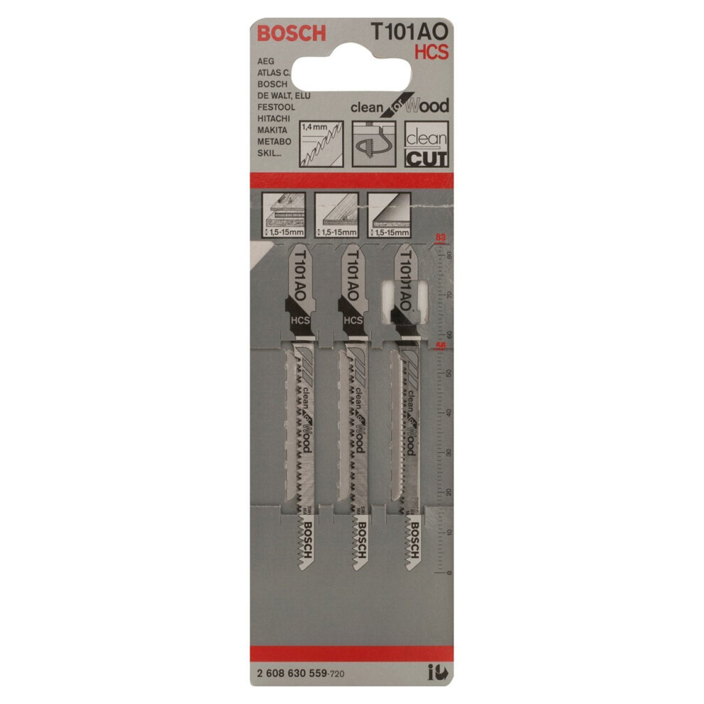 Bosch Pro Stichsägeblatt Clean For Wood Zum Sägen In Holz (3 Stück, T 101 Ao)