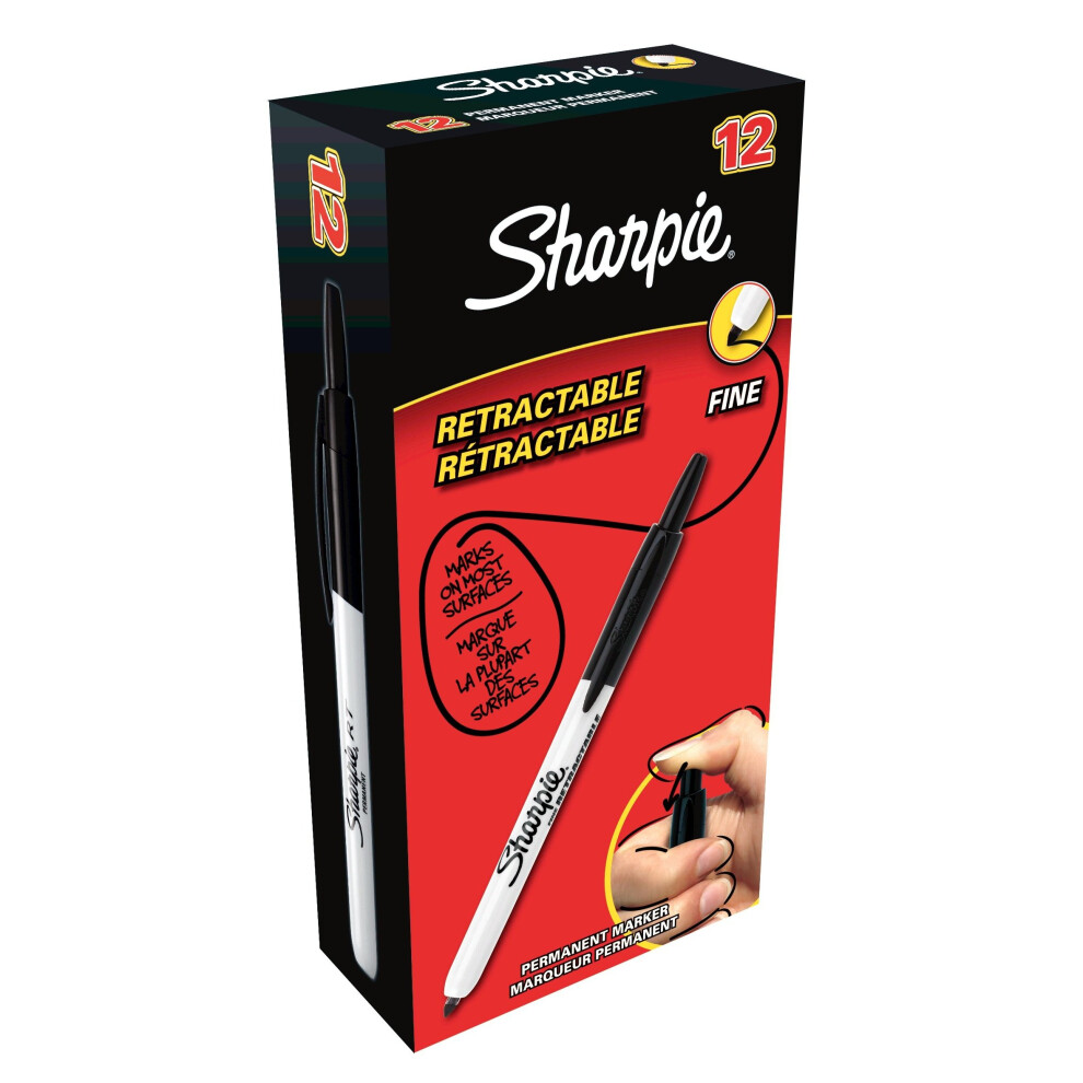 Sharpie Retractable Permanent Marker Fine Tip - Black (Pack of 12)